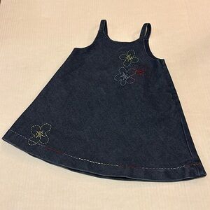 Baby Gap Y2K Floral Embroidered Denim Jumper size 12-18 months